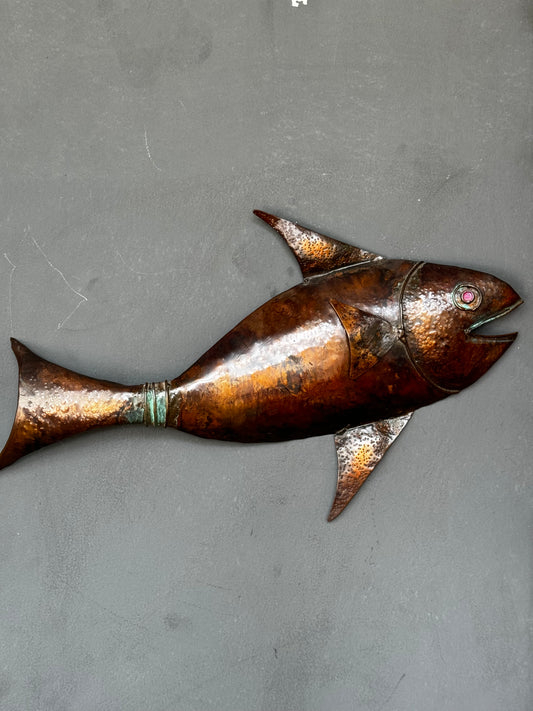 Fish - handcrafted copper wall plate - unique handmade creation