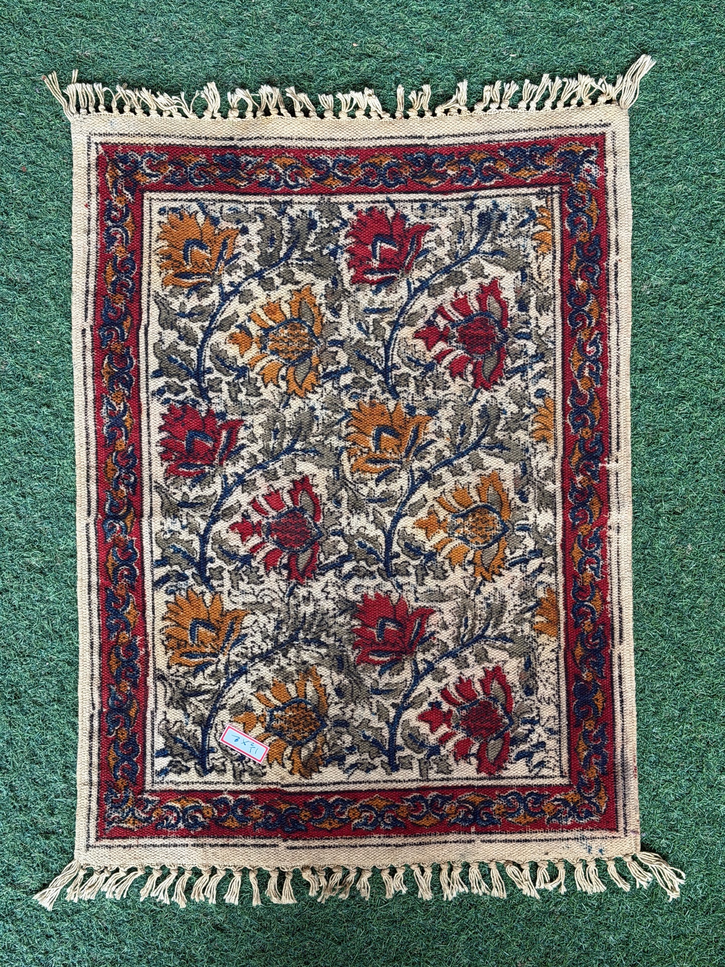 1.5 x 2 feet cotton Kalamkari hand block printed mat