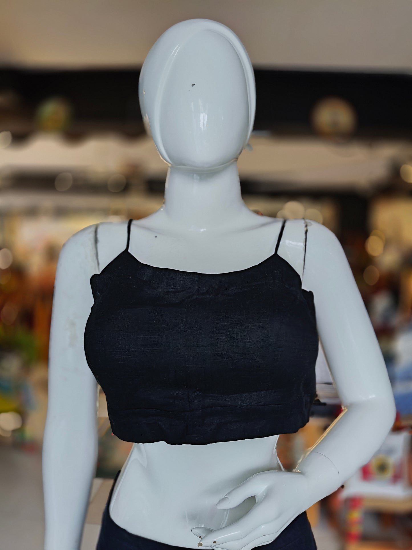 Noodle strap cotton blouse - with lining and pads