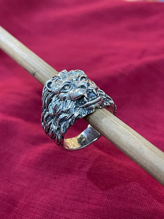Lion face 92.5 sterling silver finger ring for men