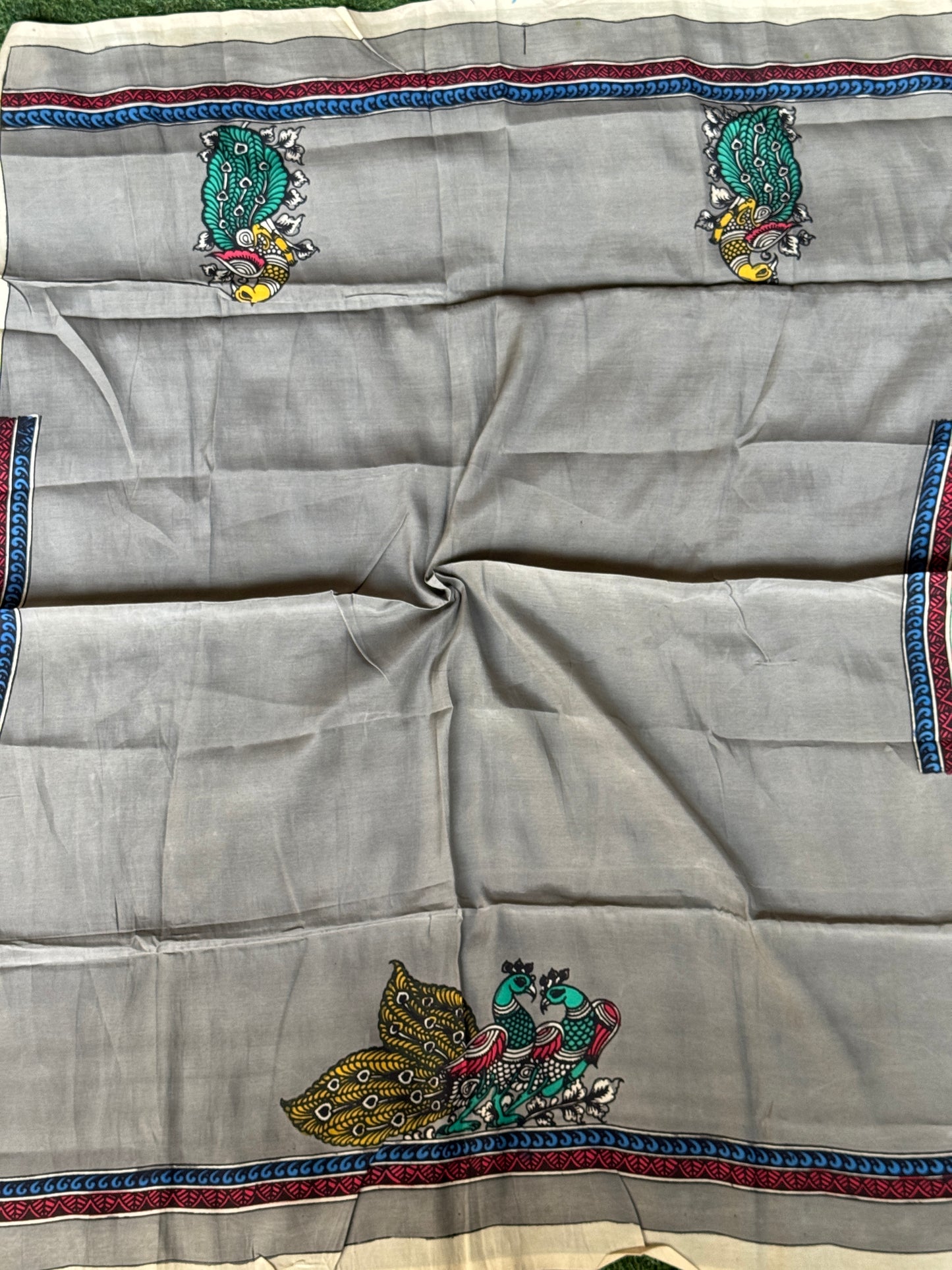 Silk Pen Kalamkari handpainted unstitched blouse piece with border - multiple designs n colors available