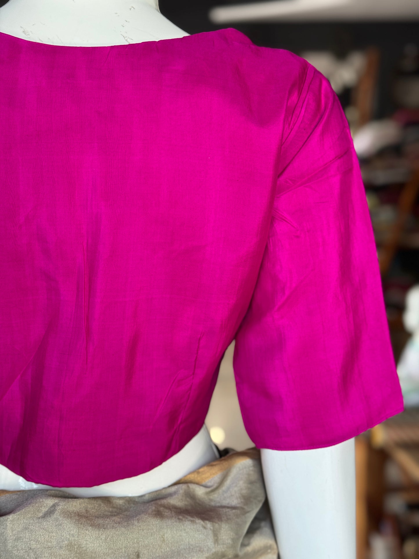 Purple soft pure silk handwoven front open blouse