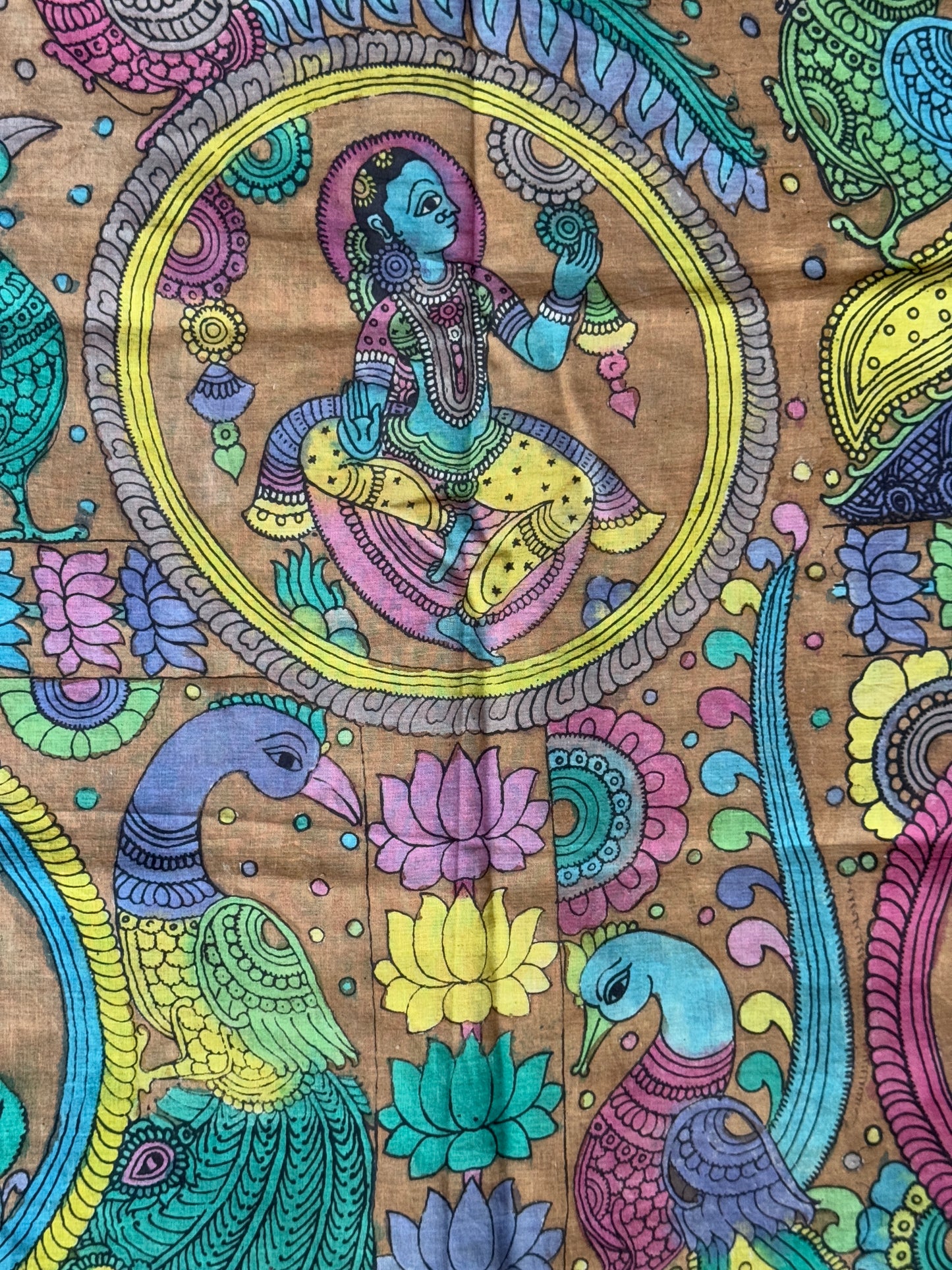 Pen Kalamkari hand painted cotton dupatta