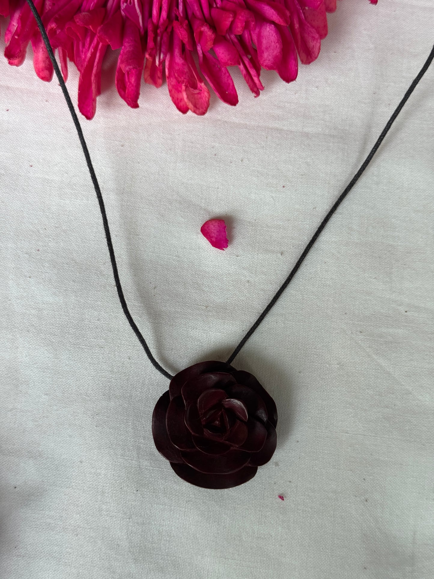 Rose pendant - Hand made flower pendant in solid wood - click to see color options