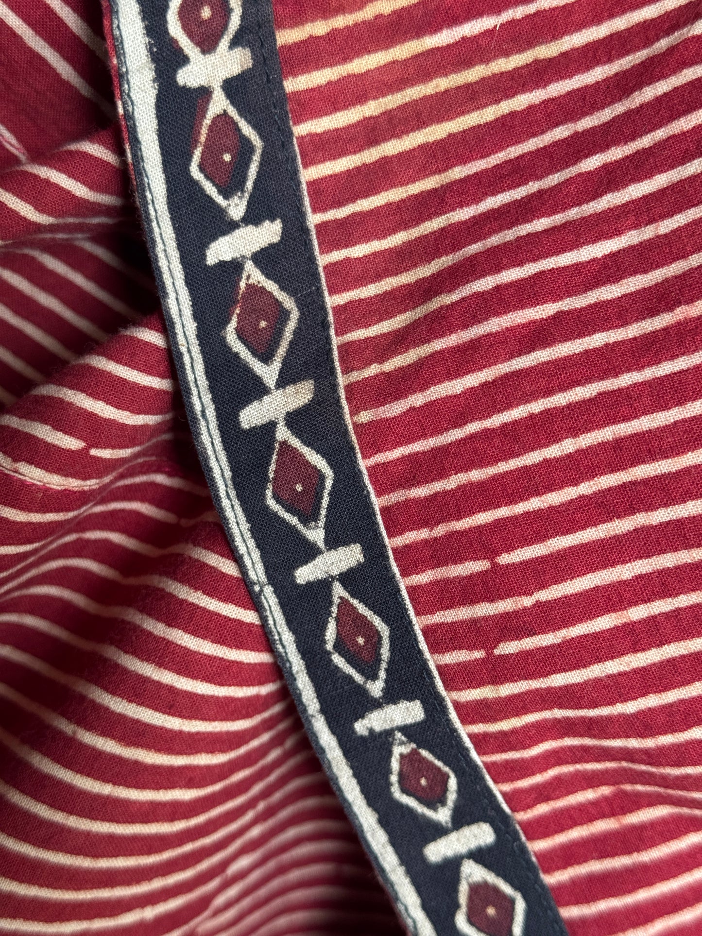 Maroon stripes Cotton ajrakh skirt with black border