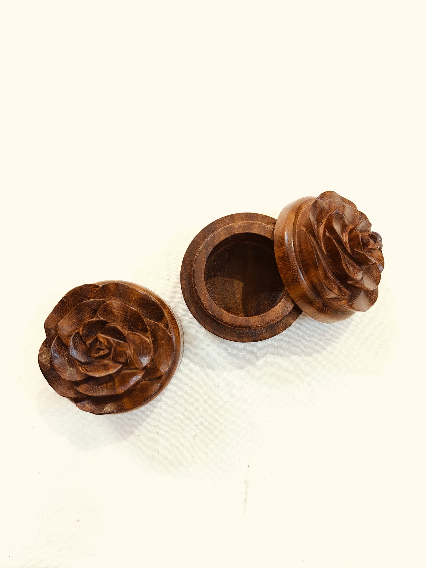 Rose on top - Wooden hand carved needle case