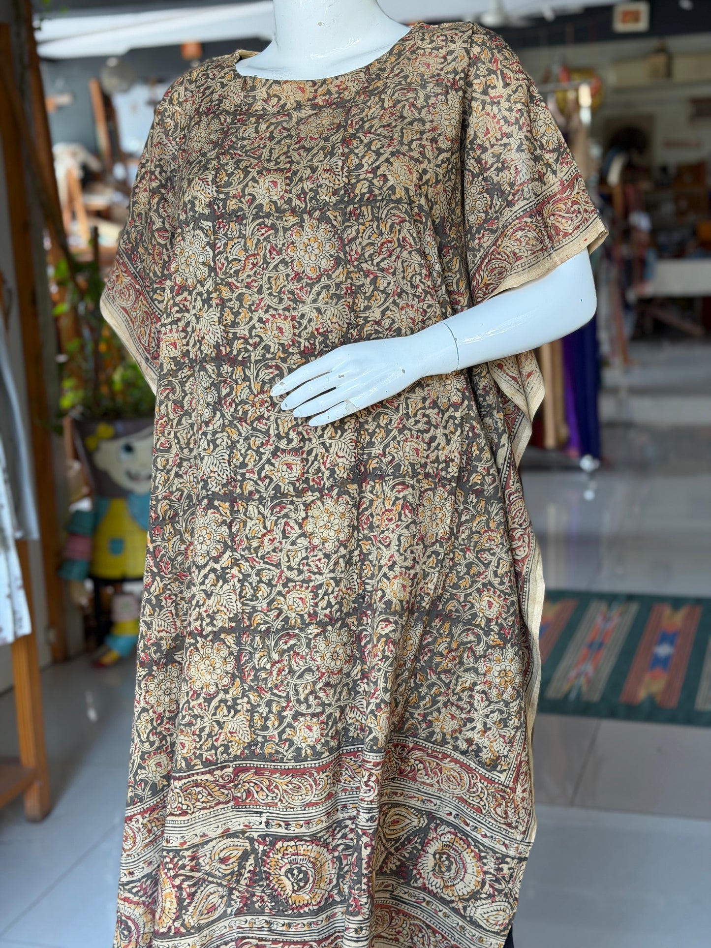 Kalamkari kaftan kurti - soft cotton with hand block prints - designs n colors options available