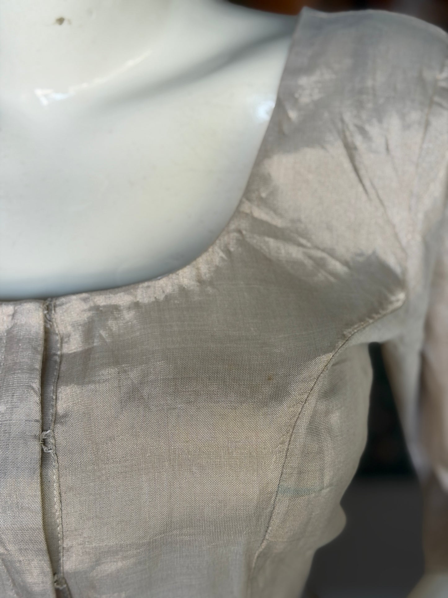 Silver gold tissue silk Chanderi handloom blouse with elbow sleeves