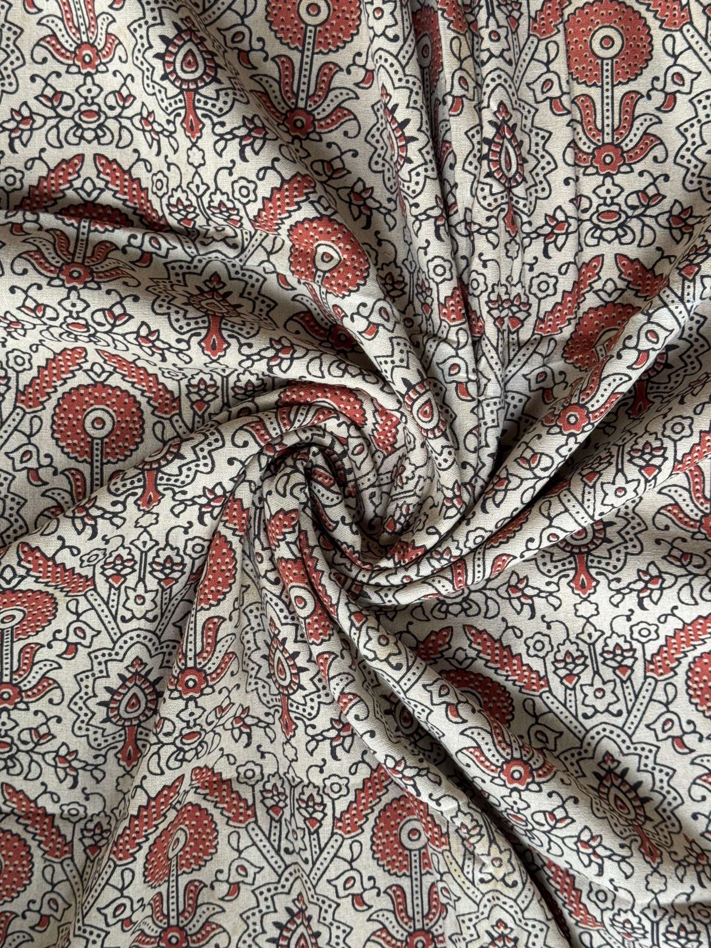 Handwoven, natural dyed screen printed cotton fabric - design options available