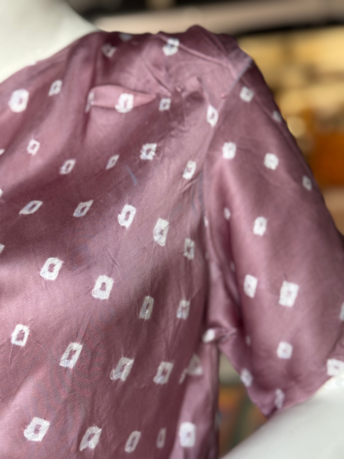 Mauve hand tie n dye bandini modal cowl neck top