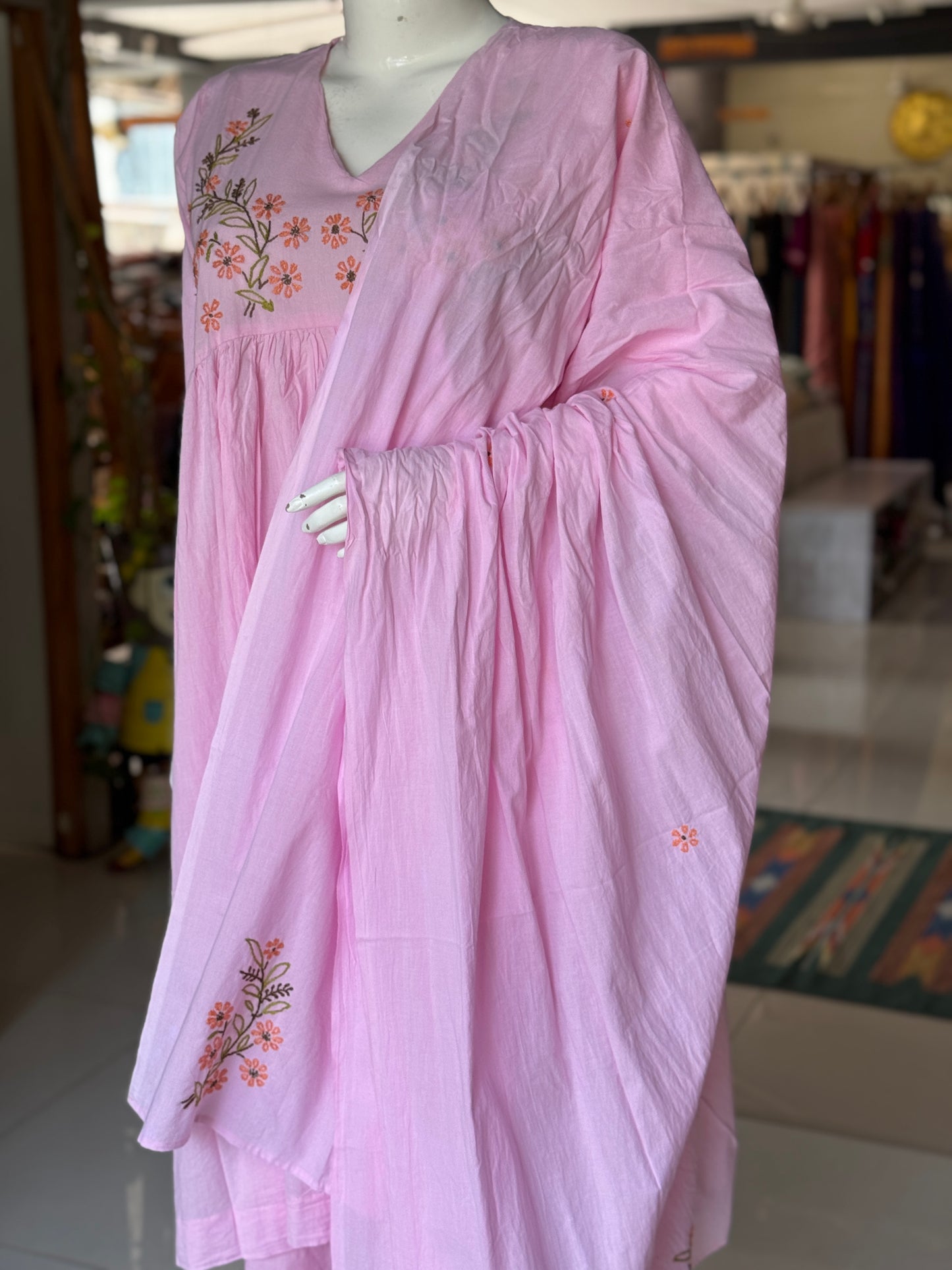 Hand embroidered empire line / Alia cut cotton 3 piece suit set - colour options available