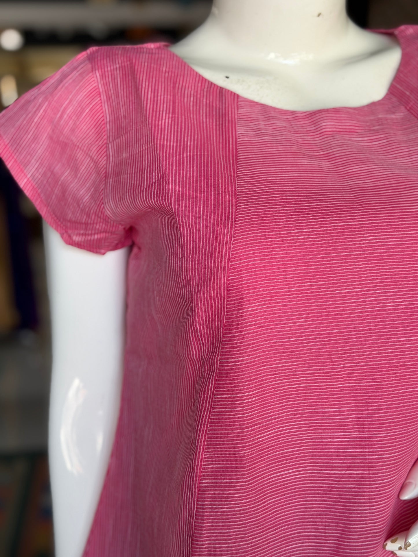 Pink stripes play handloom cotton top