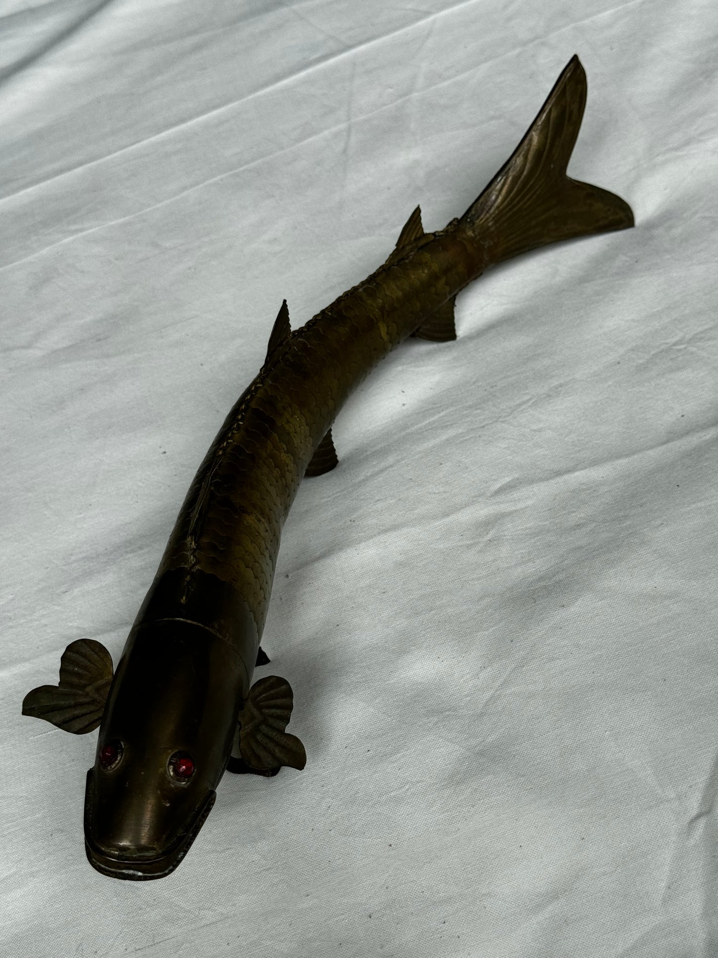 Fish - vintage piece handcrafted in brass - with spring action for bending