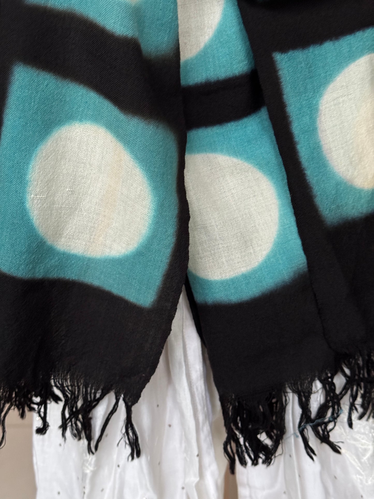 Merino wool stole with clamp dye