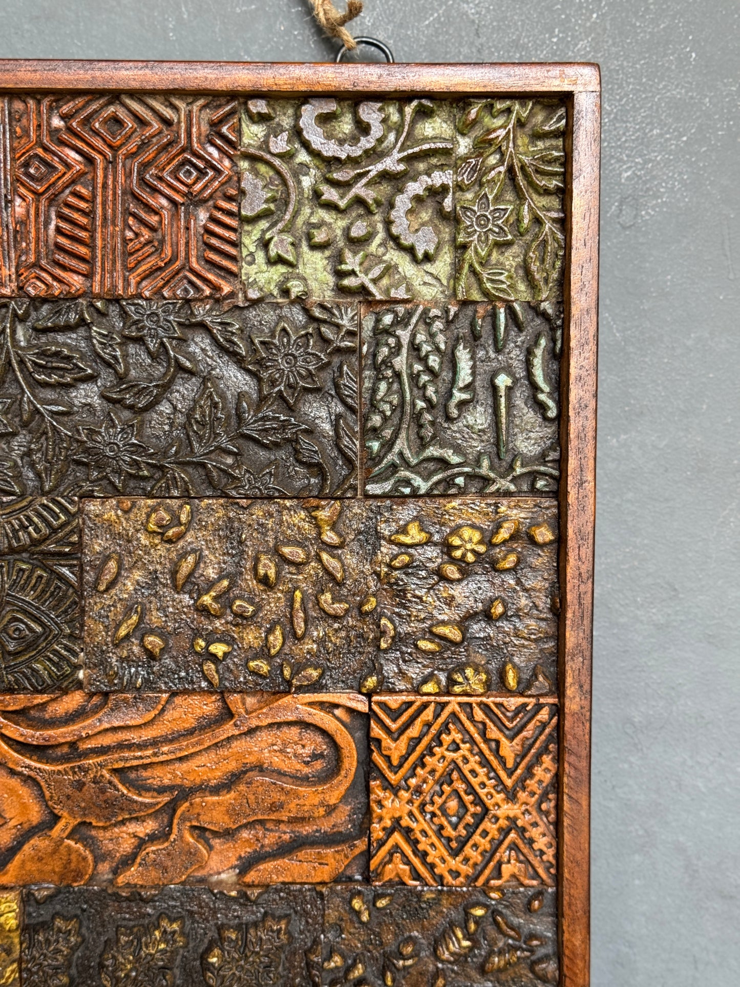 Wooden blocks wall panel - hand crafted unique wall decor