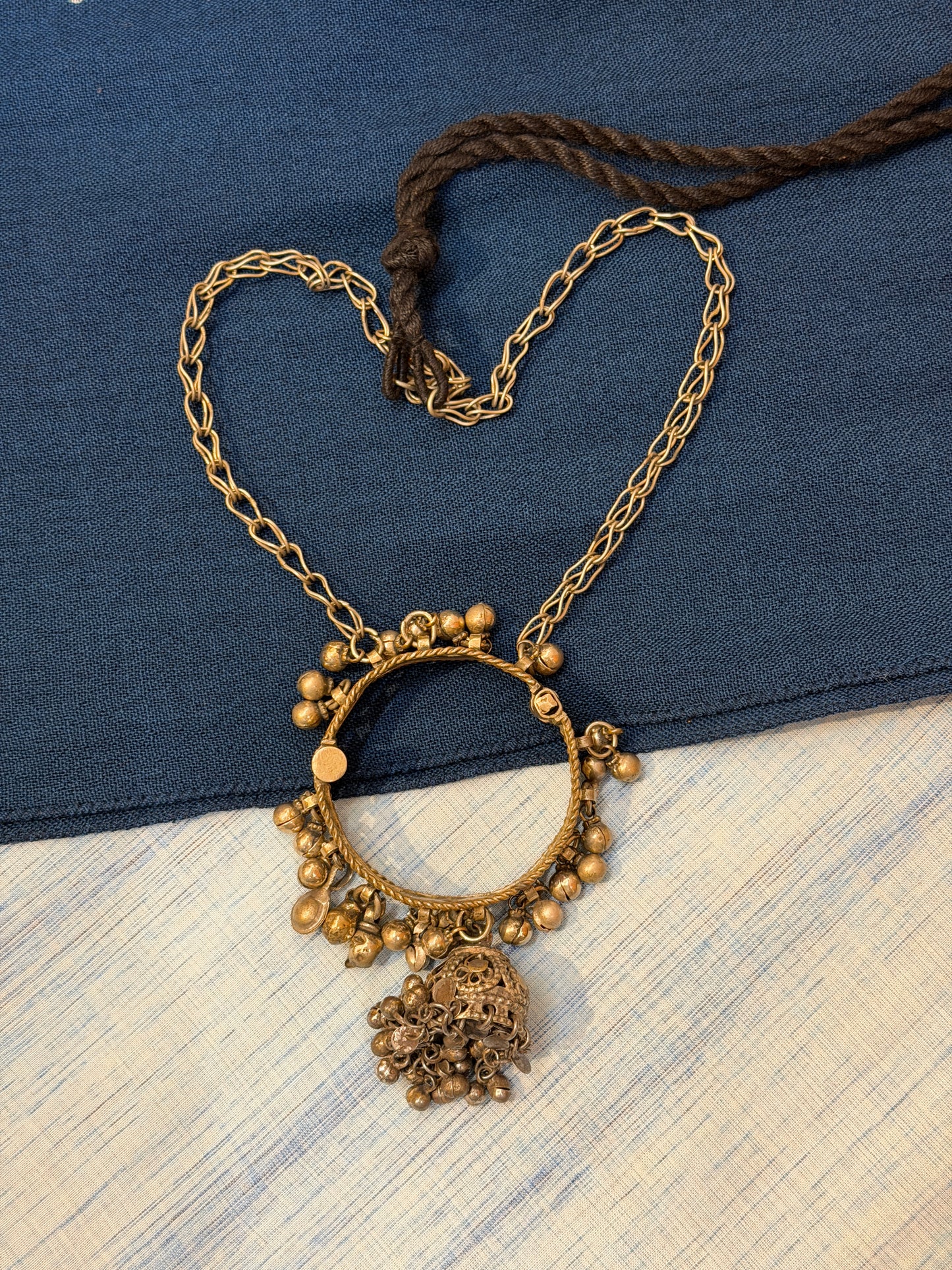 Vintage afghani necklace with kada, ghungroos n jhumki as a pendant