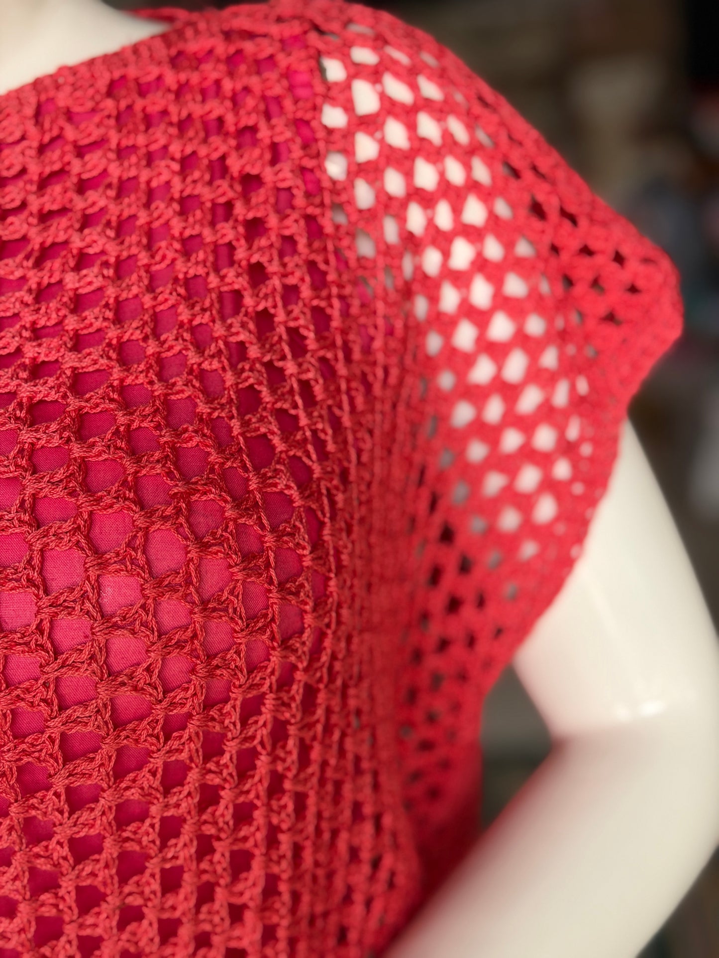 Peach hand crocheted cotton top - free size