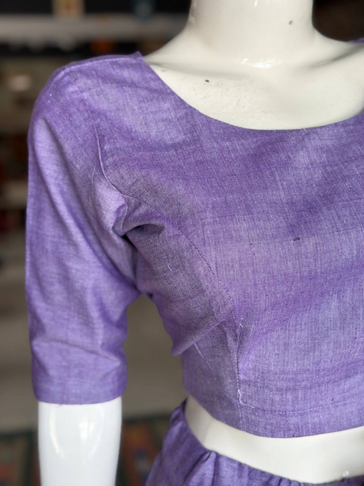 Langa voni - half saree - lavender hand woven cotton long skirt / lehenga / langa with cotton blouse - 2 piece set