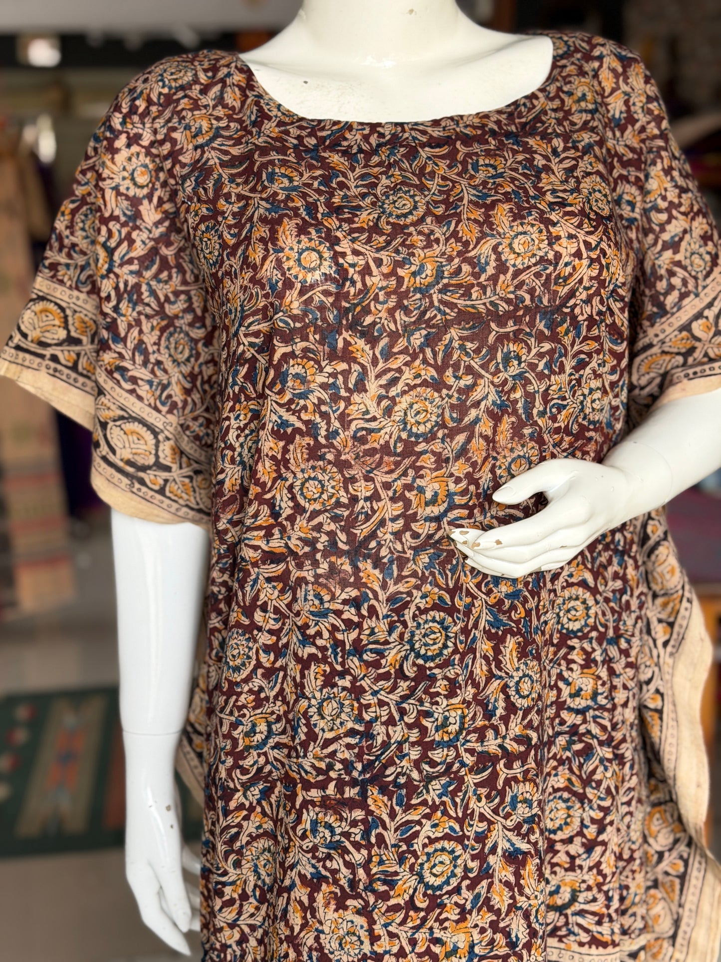 Kalamkari kaftan kurti - soft cotton with hand block prints - designs n colors options available