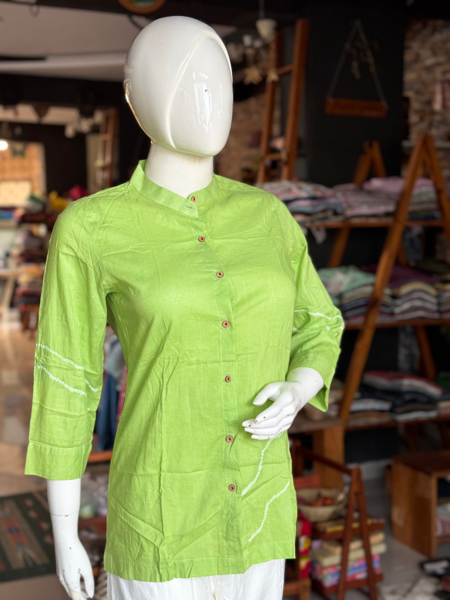 Bandini tie n dye long sleeves soft cotton short kurta for women