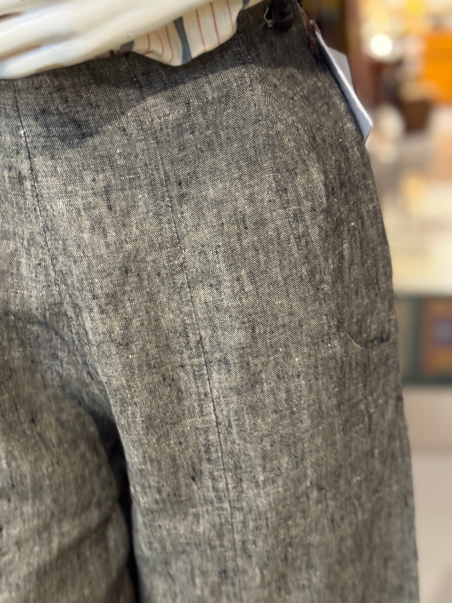 Bluish grey linen handwoven trousers for women