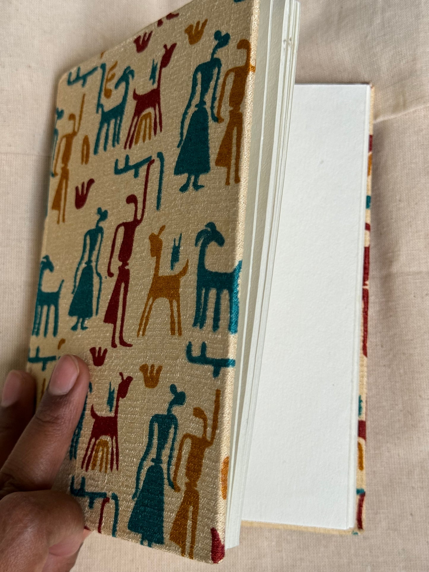 Handcrafted fabrics cover notebook journal with thick handmade papers