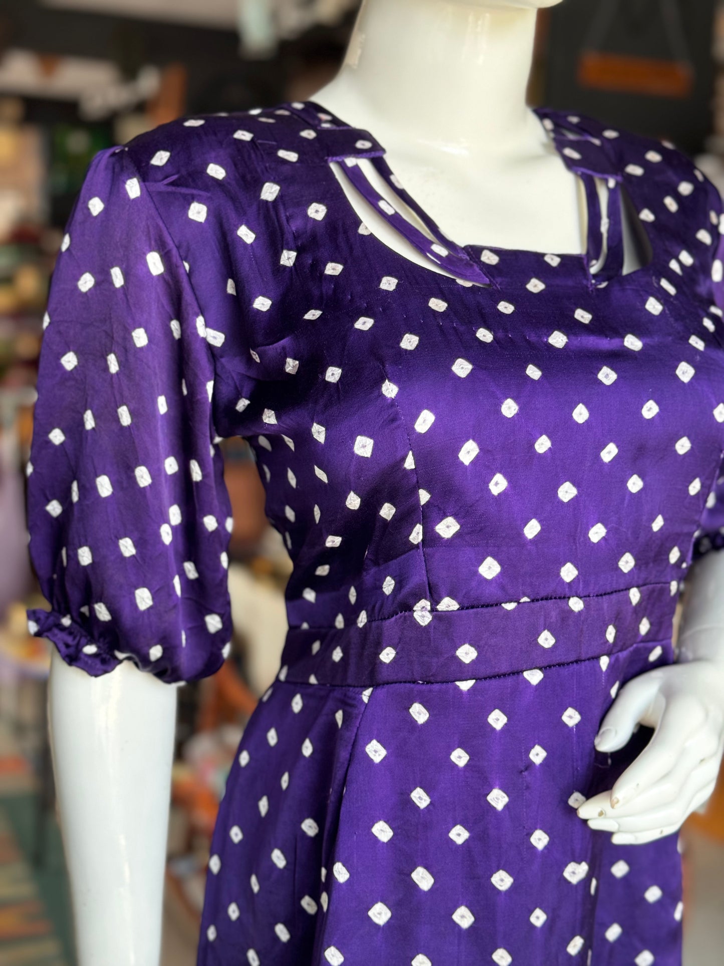 Violet bandini hand tie n dye soft modal dress with neck detailing
