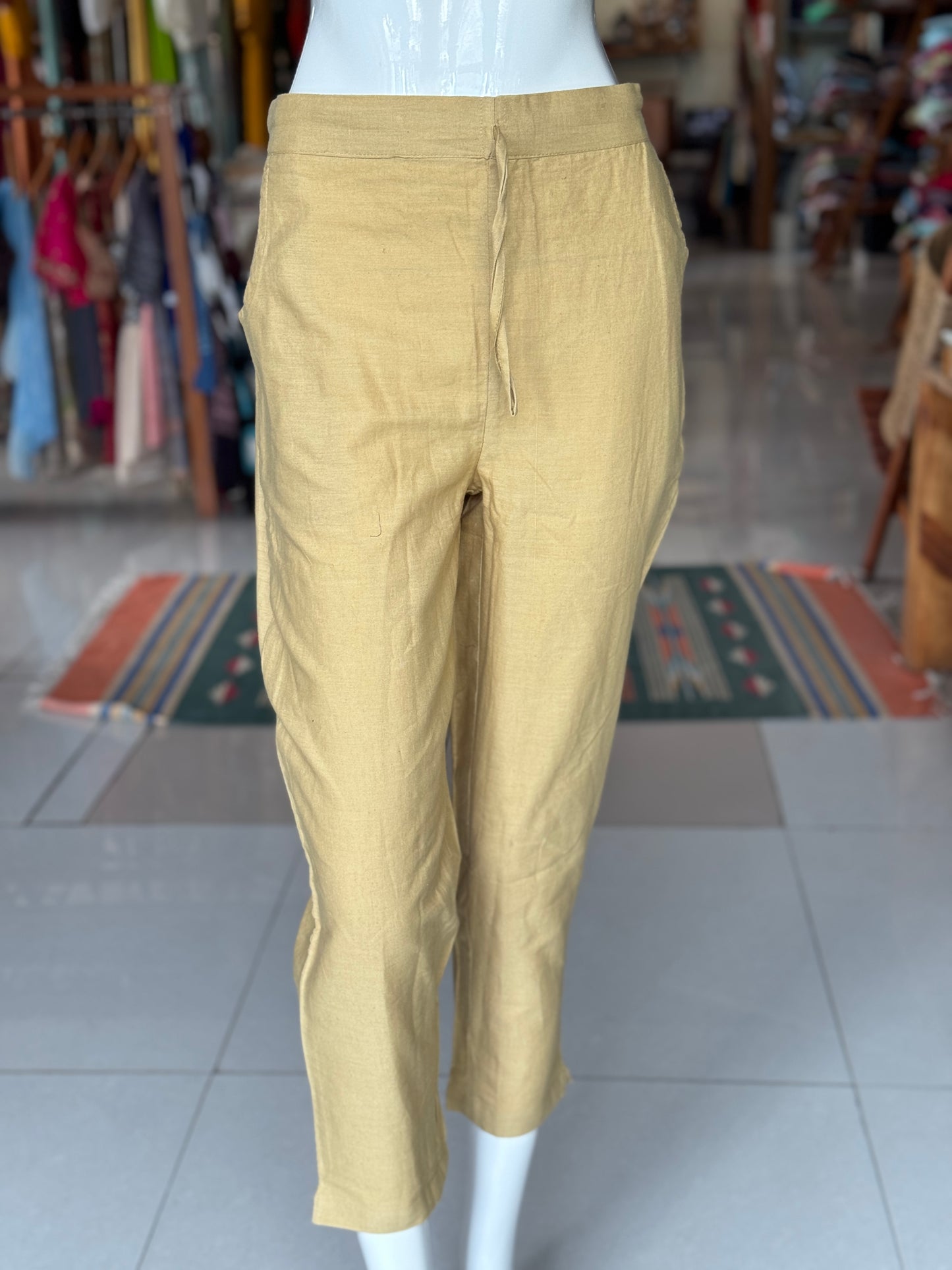 Cotton flex plain pants