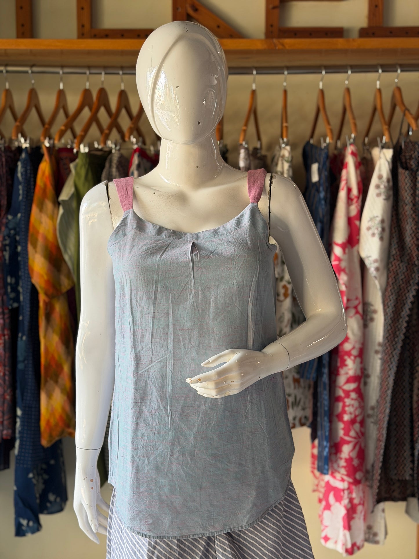 Pinkish grey cotton sleeveless top