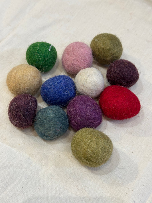 Felt balls - for DIY craft projects - 1 inch size - multiple colors available