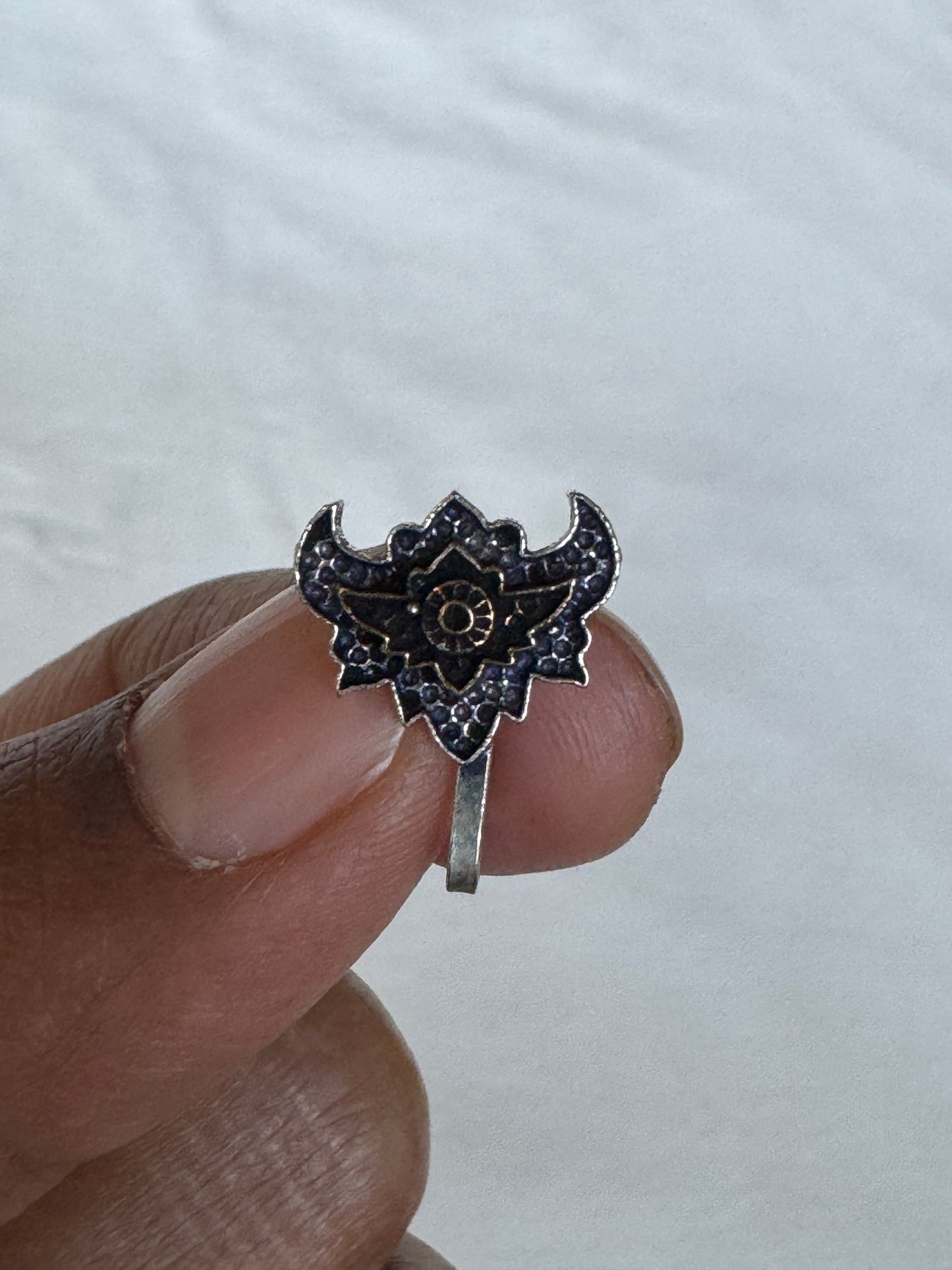 Nose pin - clip on, pressing style  - Silver plated brass - multiple designs available