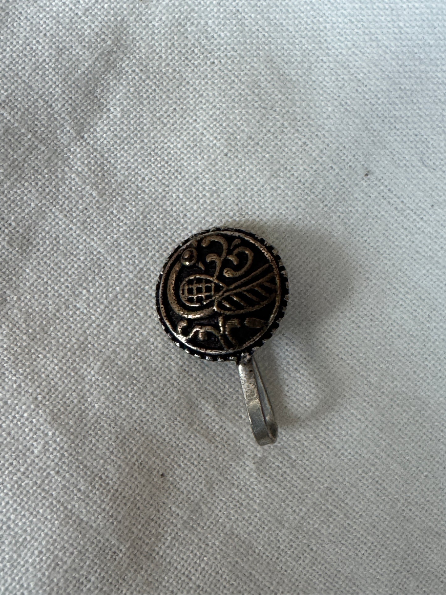 Nose pin - clip on, pressing style  - Silver plated brass - multiple designs available