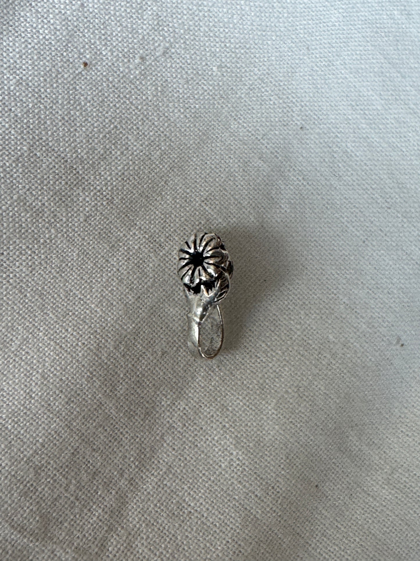 Nose pin - clip on, pressing style  - Silver plated brass - multiple designs available