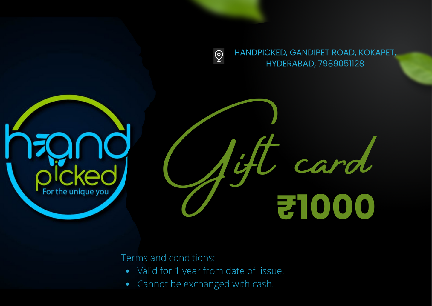 Handpicked gift card