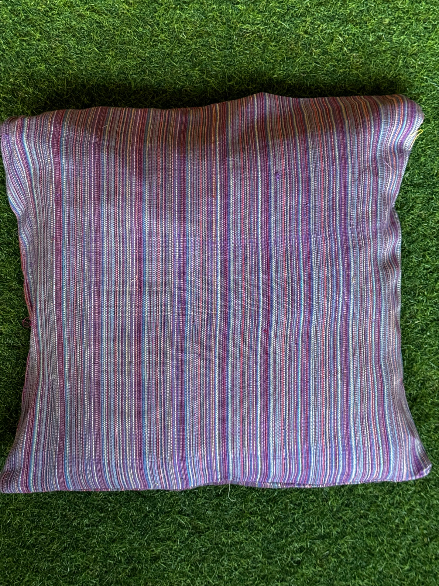 Violet hues handspun handwoven stripes cotton cushion cover - single