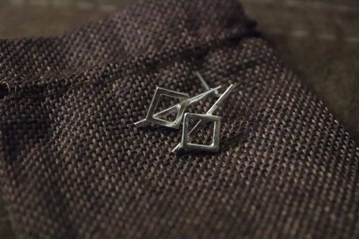 Sleek square on a stick Sterling 92.5 silver earrings