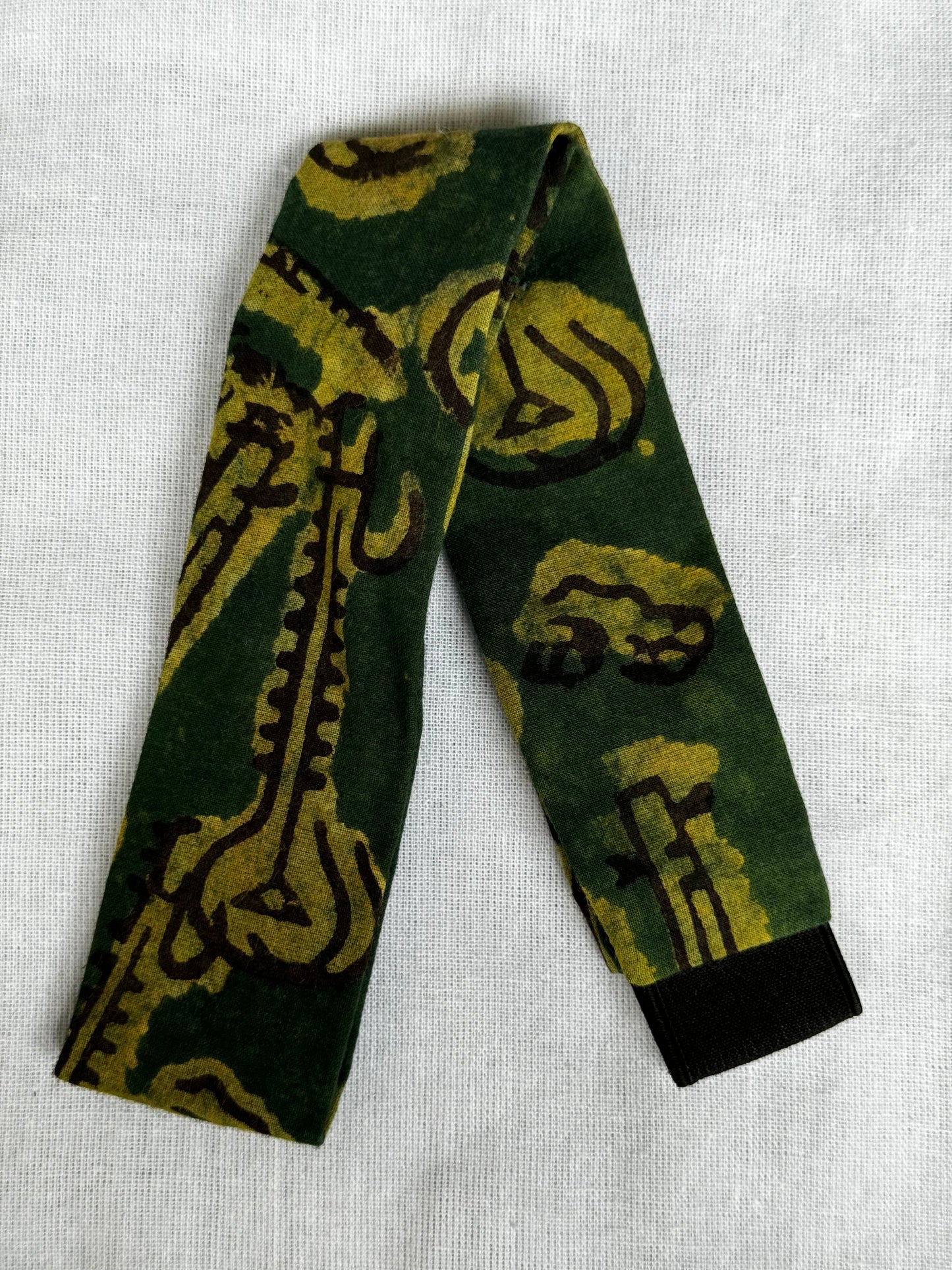 Unisex Head band with elastic in natural dyed, hand block printed cotton - width can be changed