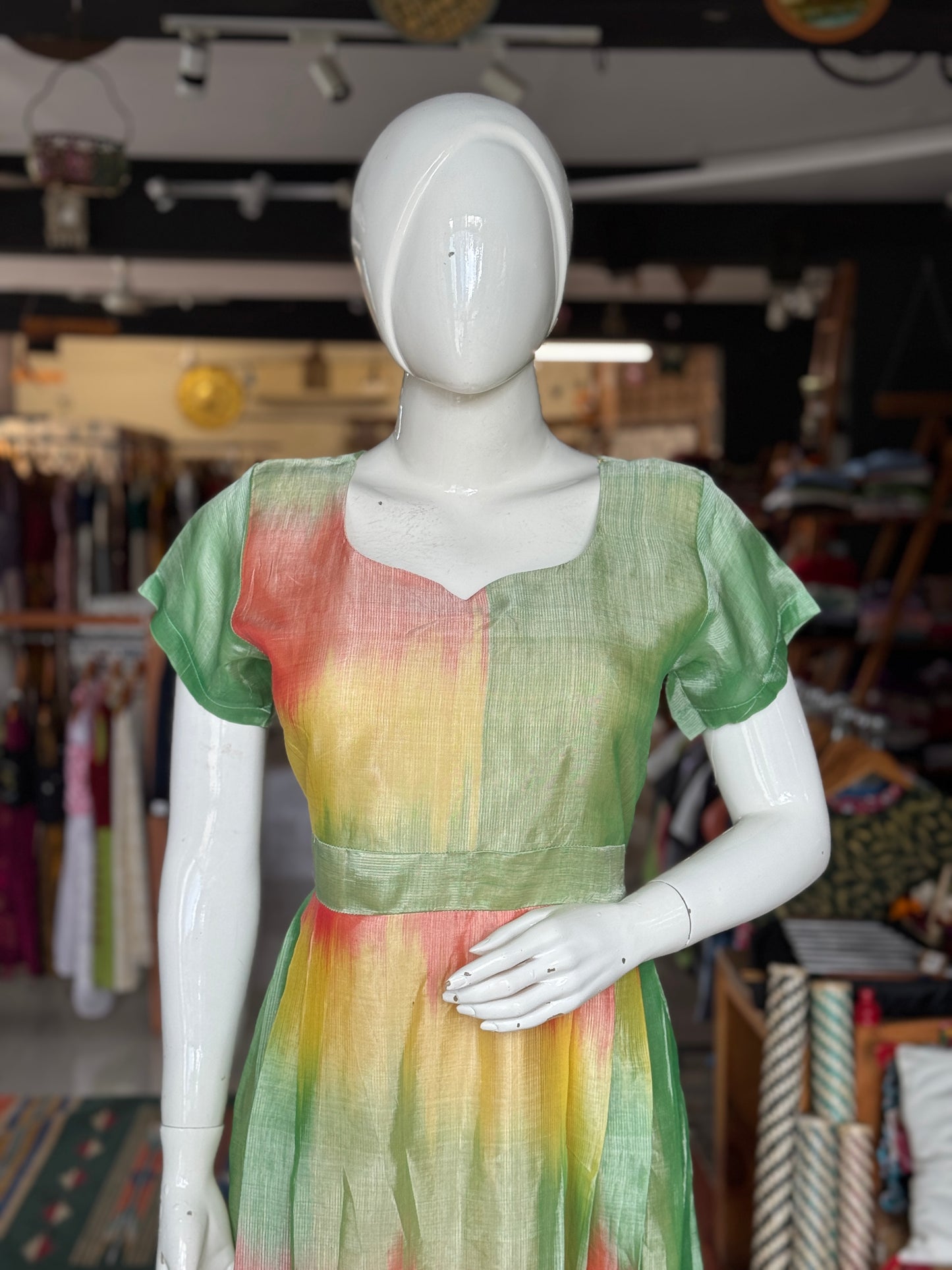 Colorful ikat handwoven Mangalagiri LT silk dress / kurti - click to see options