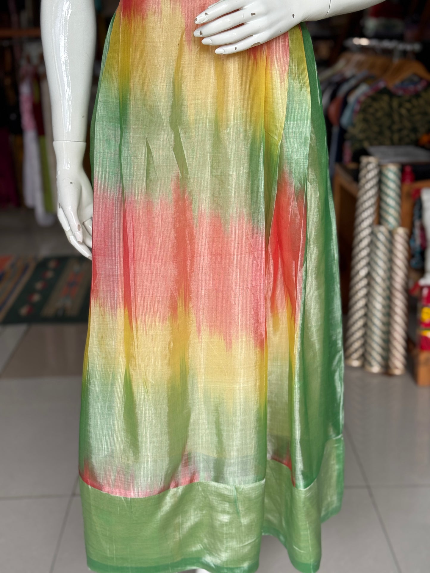Colorful ikat handwoven Mangalagiri LT silk dress / kurti - click to see options
