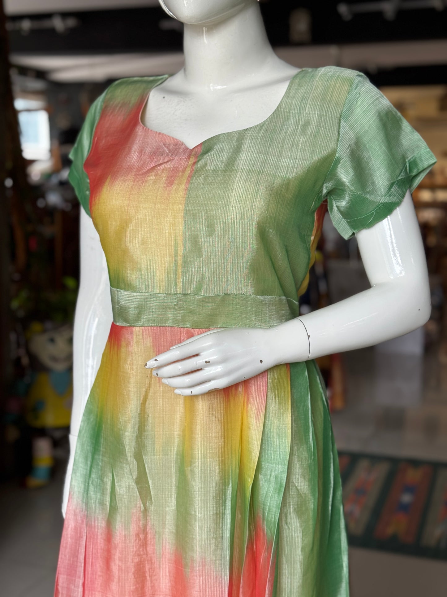 Colorful ikat handwoven Mangalagiri LT silk dress / kurti - click to see options