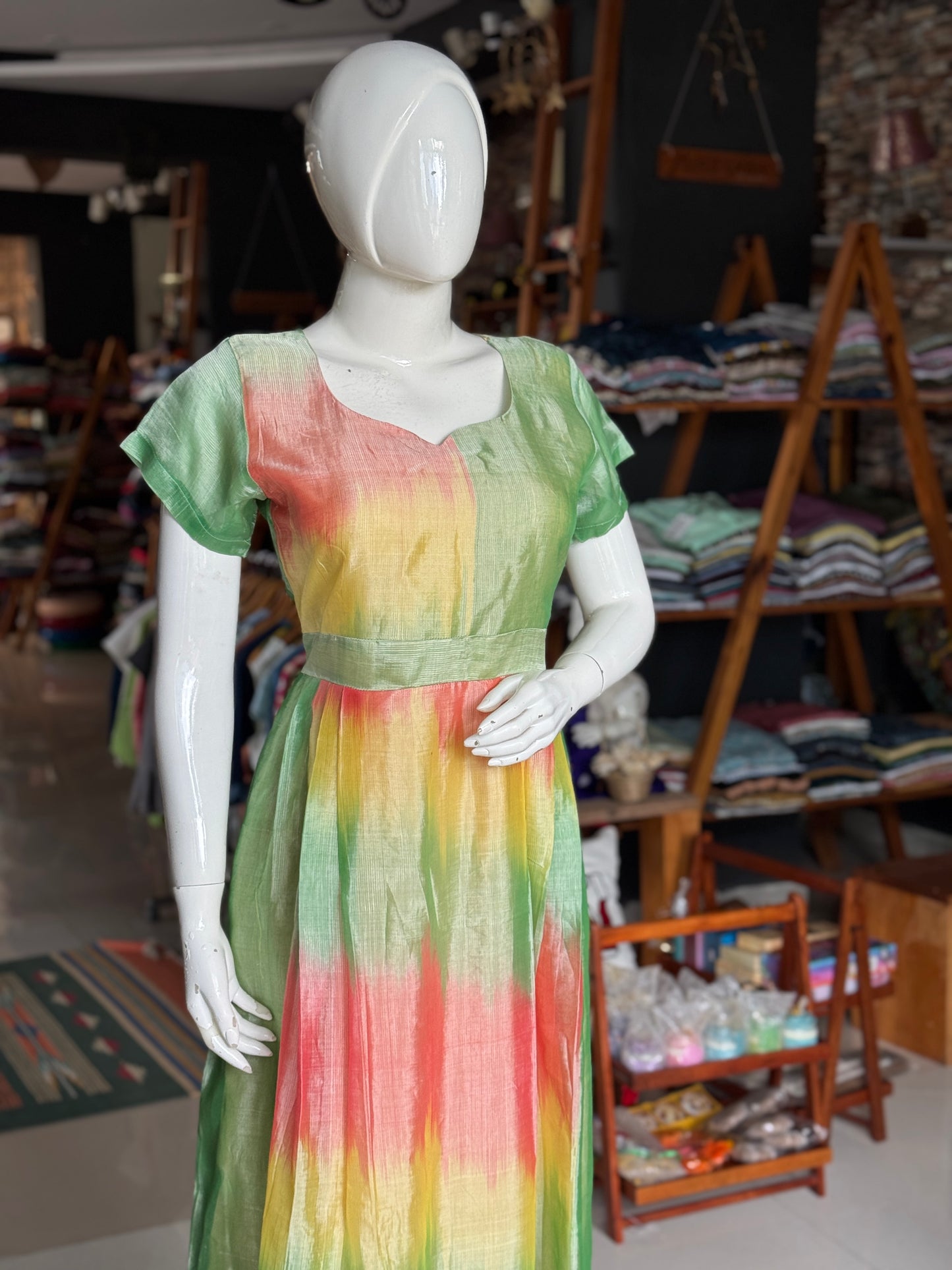 Colorful ikat handwoven Mangalagiri LT silk dress / kurti - click to see options
