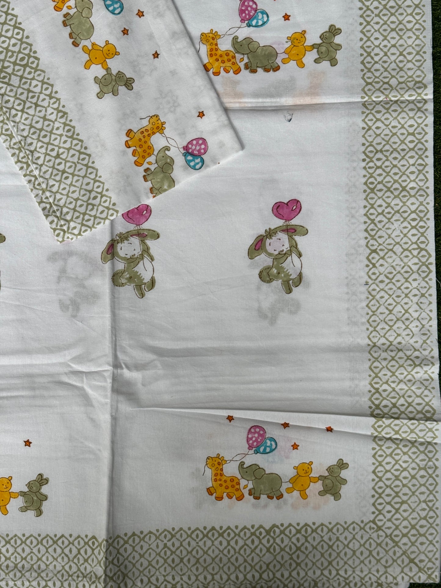 Cute prints single bedsheet & pillow cover in hand block printed pure cotton - multiple designs available