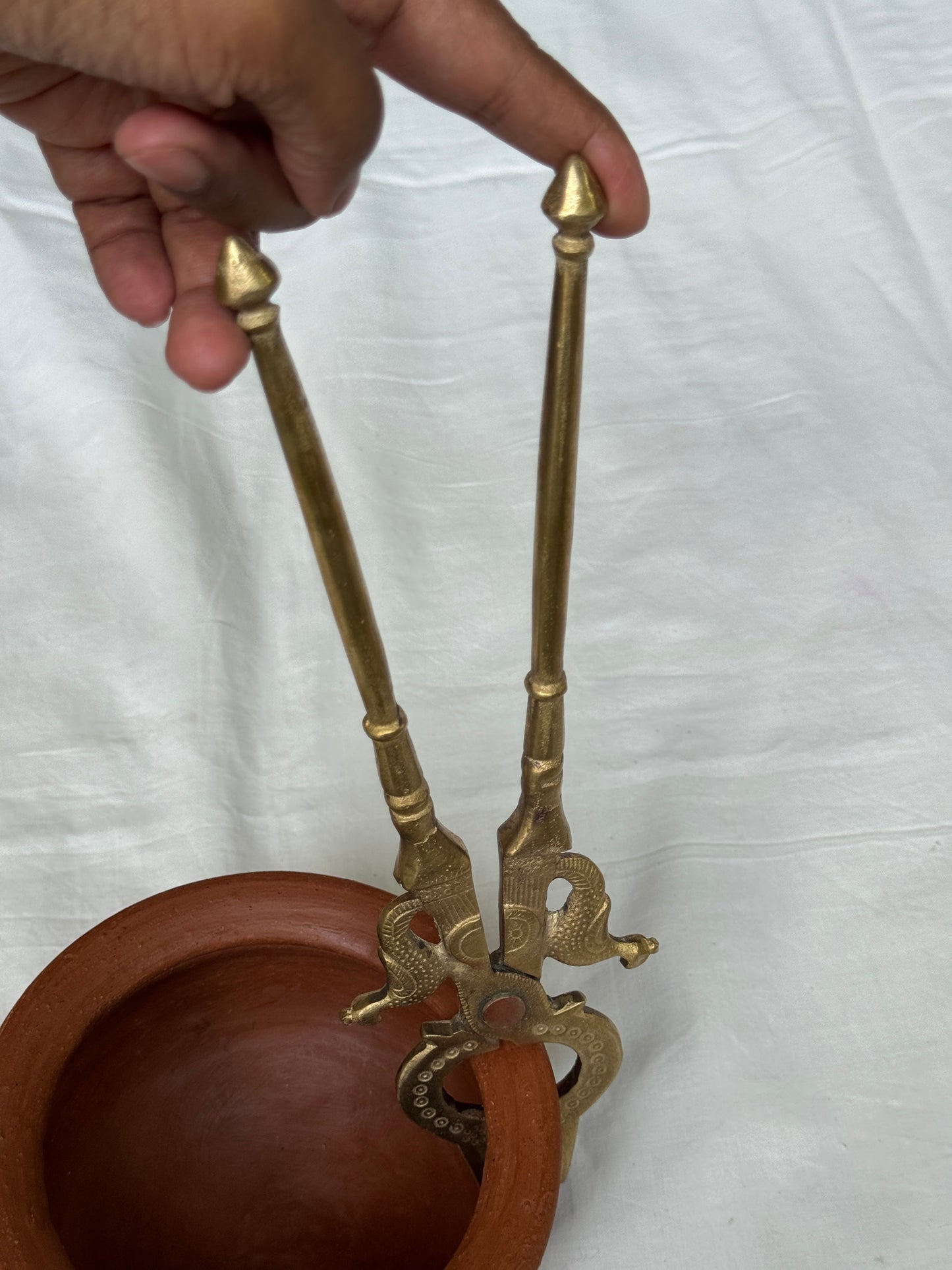 Kitchen tongs / pakkad/ pattakara in brass - peacocks design