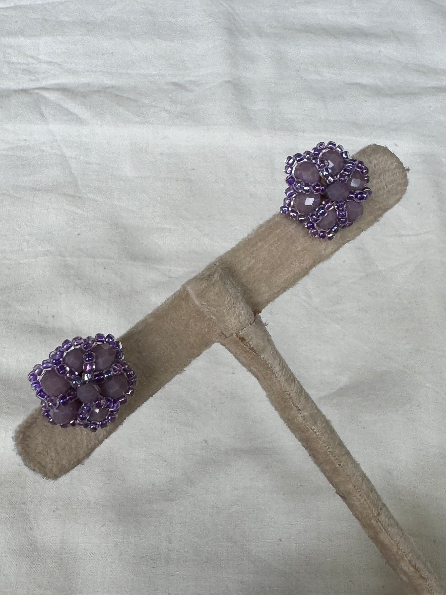 Ear studs - colored glass and poth beads - click to see color options