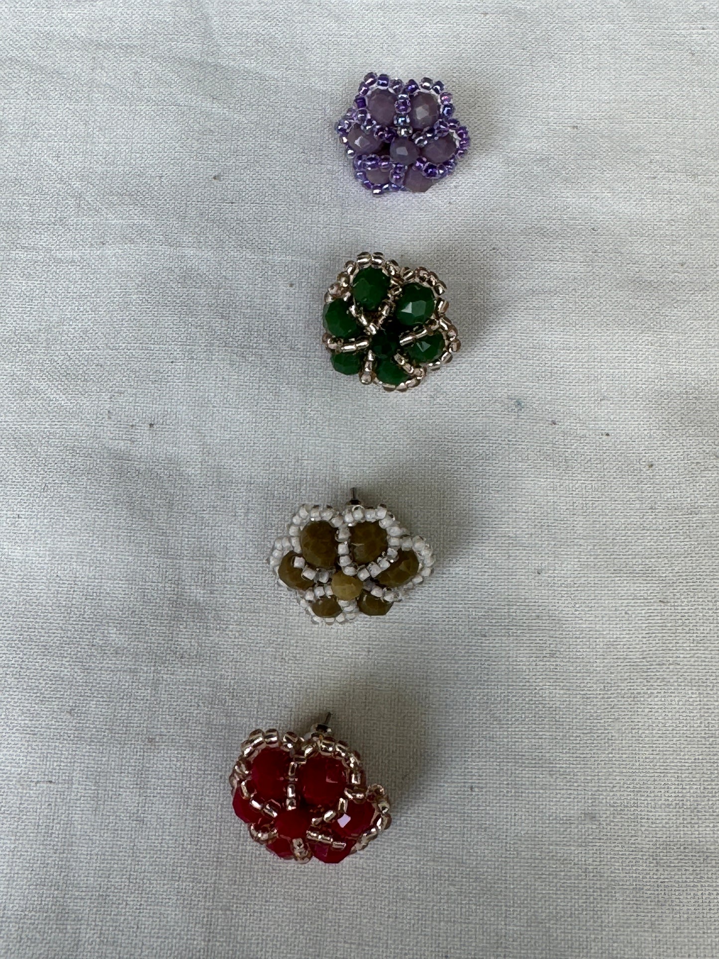 Ear studs - colored glass and poth beads - click to see color options