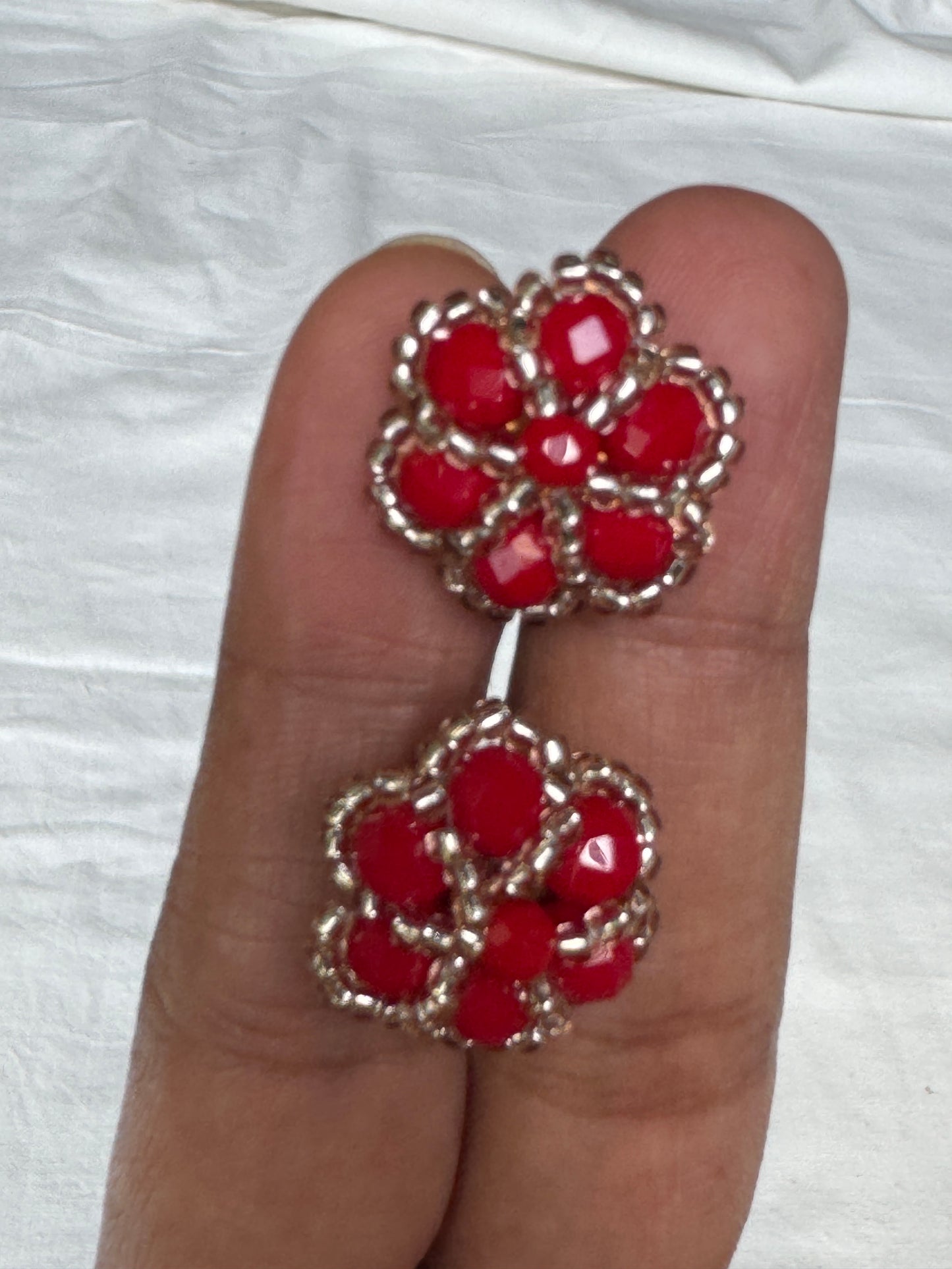 Ear studs - colored glass and poth beads - click to see color options