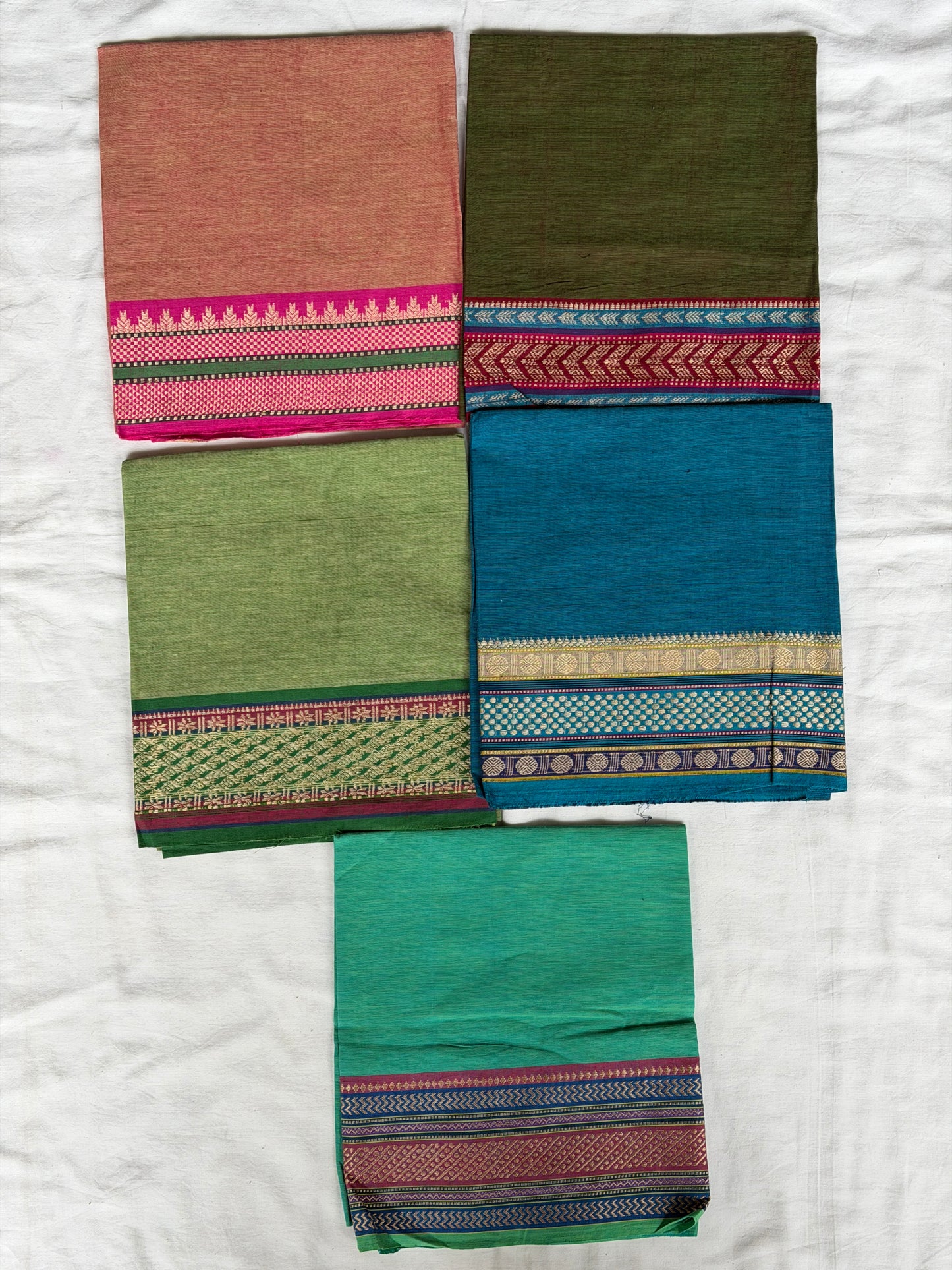 Narayanpet cotton unstitched blouse piece with borders - return gifts for pooja