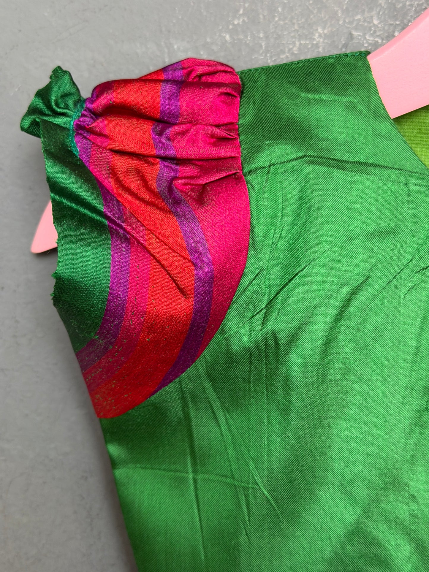 Dark green handwoven pure silk lehenga (pattu langa jacket) blouse set
