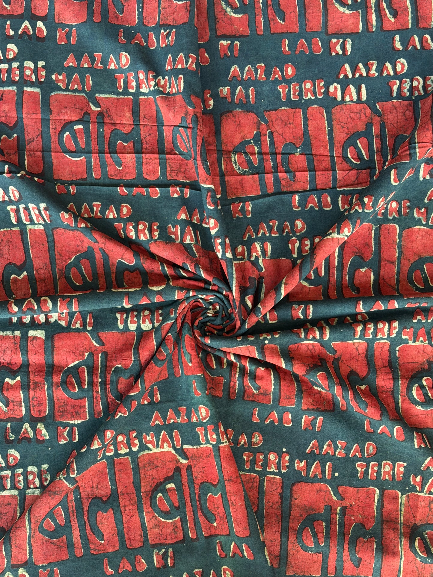 “Bol ki lab azaad hain tere” - natural dyed, hand block printed cotton fabric