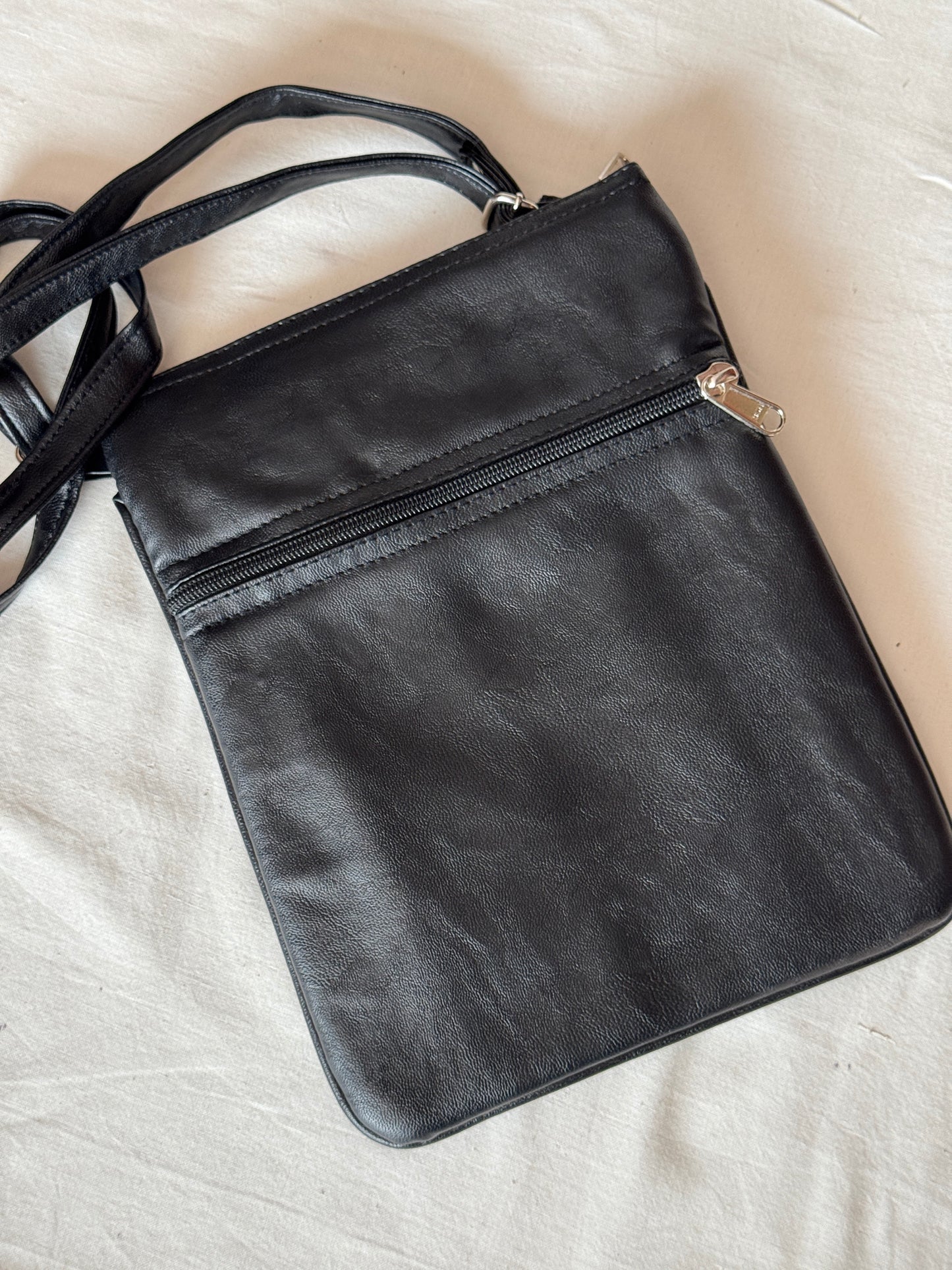 Sling bag with Kashmiri floral Aari embroidery - 3 zippers, adjustable length-  color options available